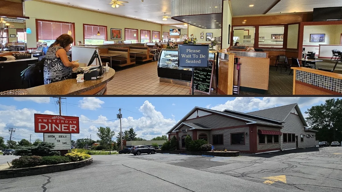 Diner booths and tables in a casual dining room.